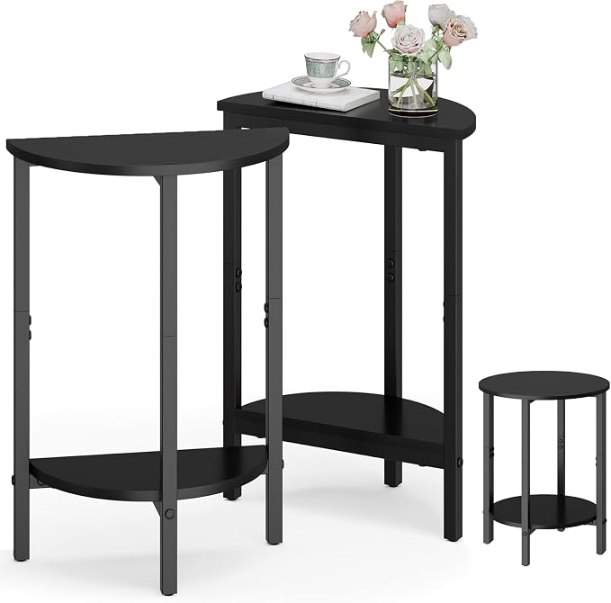 Vagusicc Side Table, Small End Table, 2 Tier Couch Side Tables, Small Round by Vagusicc