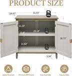 Carved Buffet Cabinet with Floral Pattern & Gold Handle, 31.5" W Distressed - Image 2