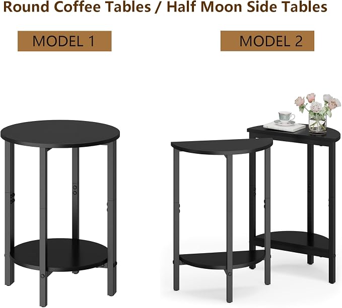 Vagusicc Side Table, Small End Table, 2 Tier Couch Side Tables, Small Round - Image 6