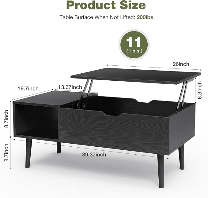 OLIXIS Wood Lift Top Coffee Table - Image 3