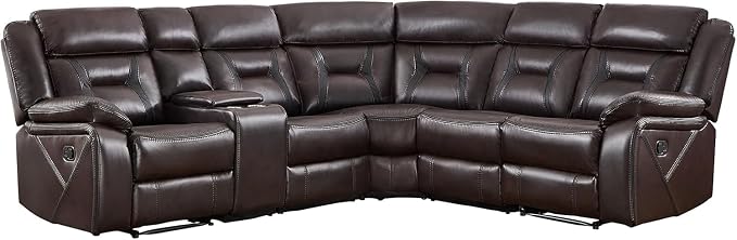 EBELLO Faux Leather Reclining Sectional Sofa Set - Image 8