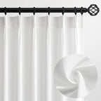 Topfinel White Pinch Pleated Semi Sheer Curtains Textured Linen Blended Light by Topfinel