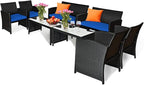 Tangkula 8 Pieces Patio Wicker Conversation Furniture Set, Patiojoy Sofa & by TANGKULA