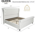 AMERLIFE Queen Size Platform Bed Frame, Chenille Upholstered Sleigh Bed - Image 2