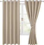Grommet Blackout Curtains for Bedroom 60 x 72 Inches Taupe 2 Panels | Thermal by Hiasan