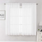 White Sheer Curtains 63 Inch Length 2 Pcs, Light Filtering Rod Pockets Window by Lecloud
