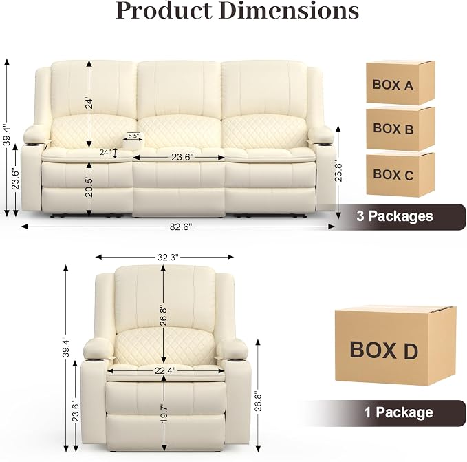 Yolsali 3 Seater Recliner Sofa Set - Image 2