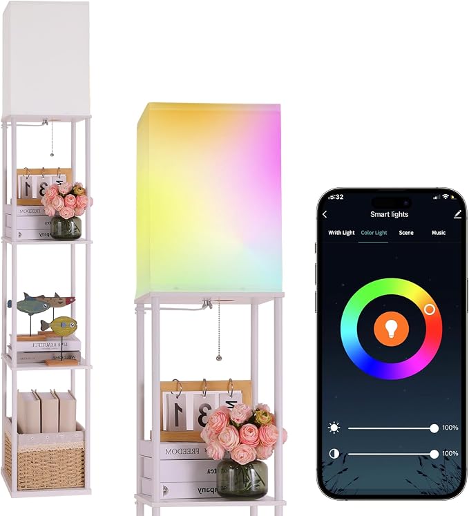 Gupuzm Floor Lamp with Shelves, with Modern Square Standing Lamp with Smart APP by GUPUZMproducesandsellslamp