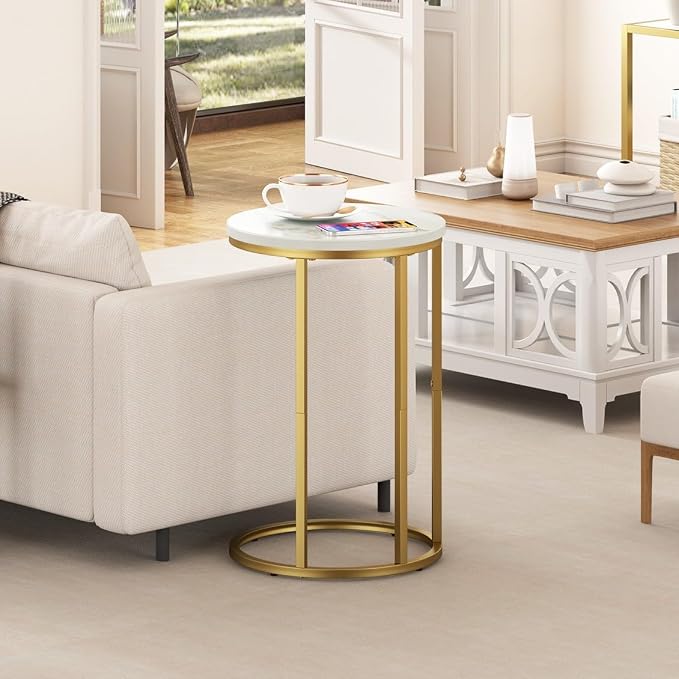 Function Home C Table End Table, Marble C Shaped Sofa Side Table, Couch Tables - Image 9