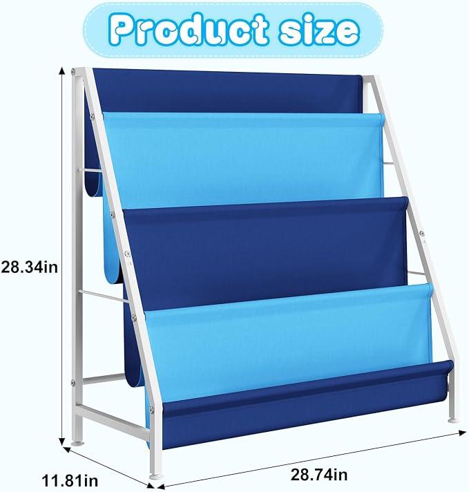 Aokitsink Kid Bookshelf for Kids Rooms, 4-Tier Blue Montessori Bookshelf - Image 2