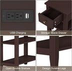 ChooChoo Narrow End Table Set of 2, Side Table Living Room - Image 6