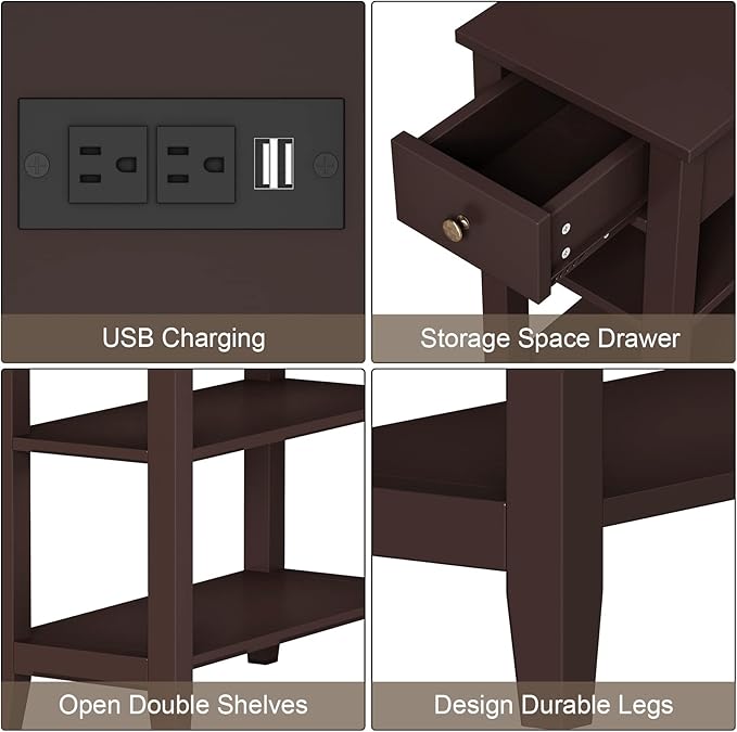 ChooChoo Narrow End Table Set of 2, Side Table Living Room - Image 6