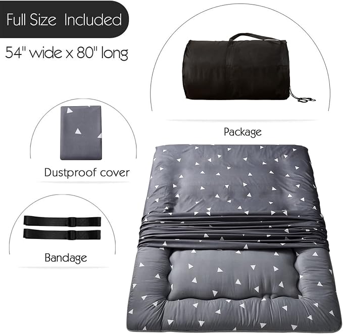 MAXYOYO Grey Triangle Printed Japanese Futon Floor Mattress, Thicken Sleeping - Image 2