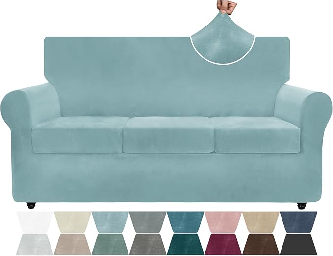 ZNSAYOTX Luxury Velvet Couch Cover 4 Piece Stretch Sofa Covers by ZNSAYOTX