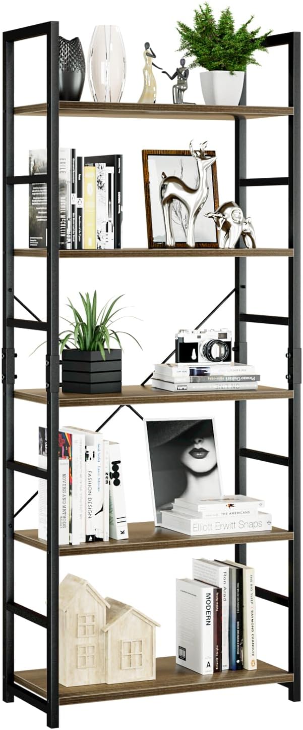 NUMENN 5 Tier Bookshelf, Tall Bookcase Shelf Storage Organizer, Modern Book by NUMENN