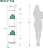 Hzuaneri Ladder Shelf, Bookshelf Bookcase, Freestanding Corner Storage Shelve - Image 2