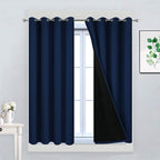 Yakamok Navy Blue 100% Blackout Curtains 45 Inches Long 52" Wide, 2 Panels | by Yakamok