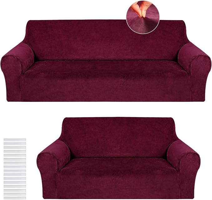 Peryiter 2 Pcs Sofa Covers Couch and Loveseat Covers Set Stretch Sofa Slipcover by Peryiter
