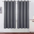 Blackout Curtains 66 x 72 Inch Long Grey Curtains Set of 2 Panels Room by Lemomo