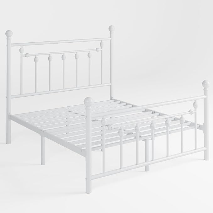 SHA CERLIN 14" Queen Size Metal Platform Bed Frame/Victorian Headboard and - Image 8