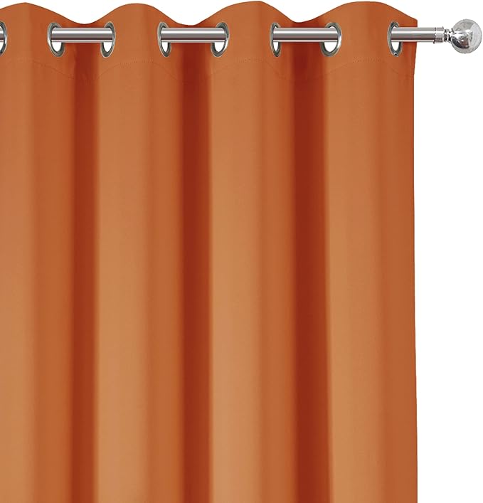 Blackout Curtains 52 x 95 inch/Orange Curtains Set of 2 Panels/Thermal - Image 6