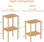 Solid Wood Side Table, 2-Tier Tall End Table - Image 6
