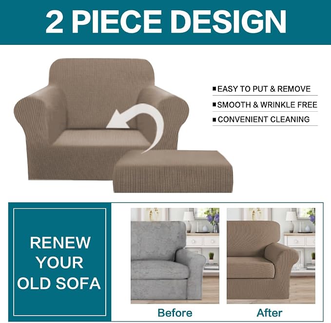 Turquoize 2 Piece Chair Covers Armchair Slipcovers - Image 4