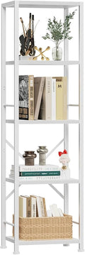 Furologee White Bookshelf 5 Tier Bookcase, Tall Narrow Bookshelves, Modern by Furologee