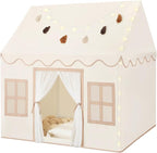 Kids Play Tent Indoor: with Mat, Tassel Garland, Star Lights by Senodeer