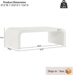 Modern Curved Coffee Table, 47.2’’ Minimalist Waterfall Center Table - Image 2
