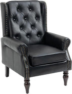 Mid-Century Wingback Chair, PU Leather Accent Chair Armchair by Lin-Utrend