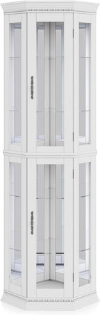 BELLEZE Lighted 3-Side Glass Display Curio Cabinet w/Tempered Glass Doors & - Image 6