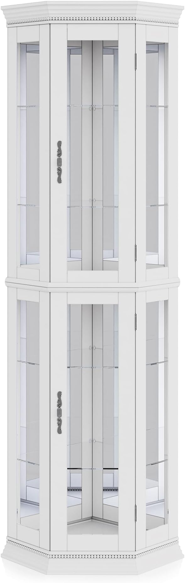 BELLEZE Lighted 3-Side Glass Display Curio Cabinet w/Tempered Glass Doors & - Image 6