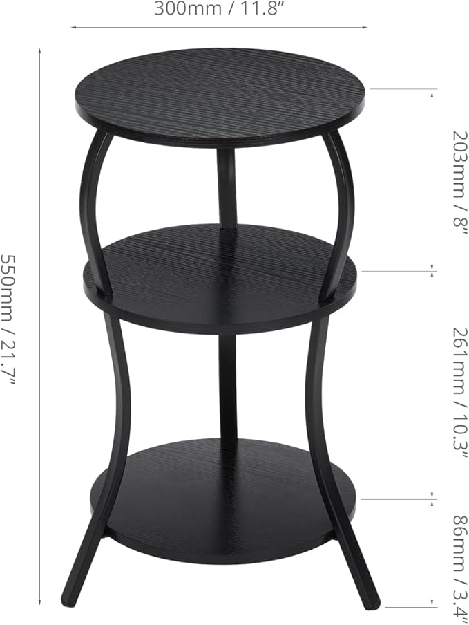 Vintage Small Round Side Table, 3-Tier Slim Waist Circular End Table - Image 3