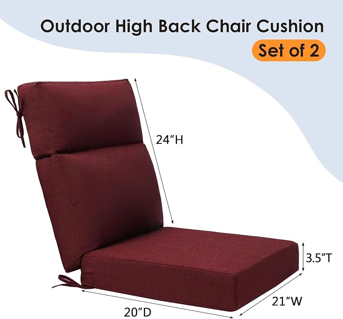 Unimatta Sunbrella Outdoor High Back Chair Cushion Seat Pads, 44 x 21 Inch - Image 6