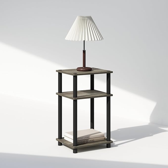 Furinno JUST Night Stand, 3-Tier Turn-N-Tube Nightstand, Toolless Bedside Table - Image 4