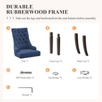 COLAMY Fabric Side Dining Chairs Set of 2, Wingback Upholstered Dining Room - Image 6
