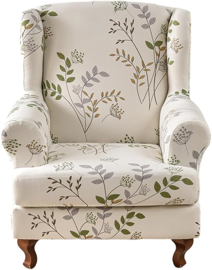 KRFOONN Wingback Chair Covers Slipcovers 2 Piece Stretch Wing Chair Covers by KRFOONN