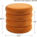 Flouki 19.5" Storage Ottoman Round, Vanity Stools - Image 3