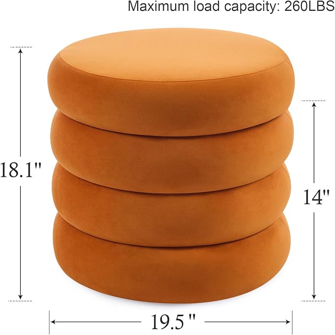 Flouki 19.5" Storage Ottoman Round, Vanity Stools - Image 3