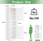 Ckzbx Tall Narrow Storage Cabinet 66.93" H Tall Bathroom Cabinets Metal Pantry - Image 3