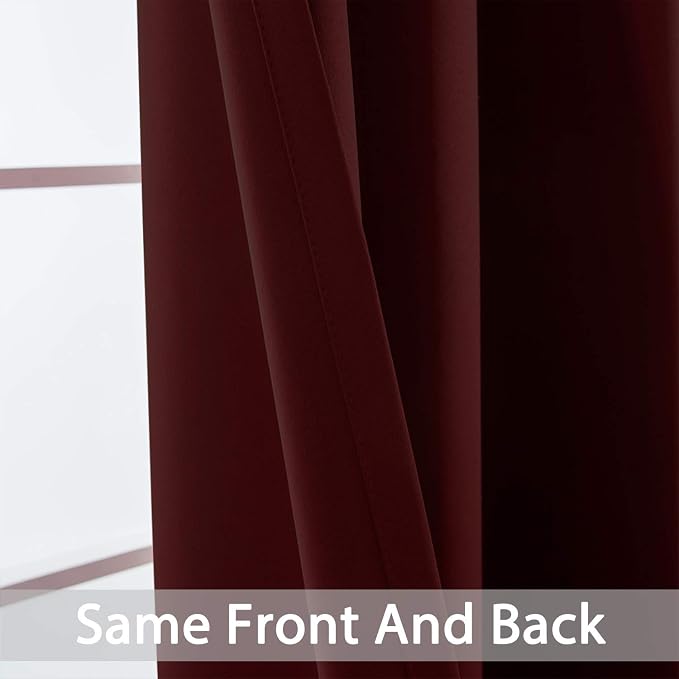 Yakamok Room Darkening Curtains 52x72 inch Length Burgundy Red-Living Room | 2 - Image 5