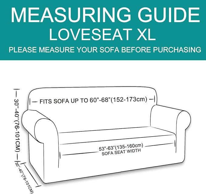 U-NICE HOME Oversized Stretch Loveseat Couch Cover, Sand | 2 Cushion Sofa - Image 6