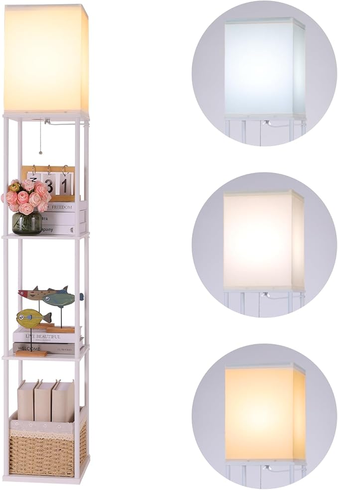Gupuzm Floor Lamp with Shelves, Modern Square Standing Lamp with 3 Color by GUPUZMproducesandsellslamp