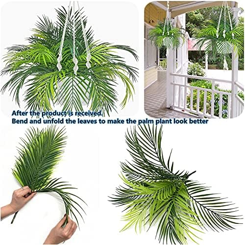 CATTREE Artificial Tropical Palm Plants, Faux Plant Plastic Shrubs Fern Leaves Coconut Tree Fake Bushes for Indoor Outdoor Verandah Office Table Centerpieces Arrangements DIY Decoration - 2 Pcs - Image 4