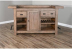 Pemberly Row 80" Farmhouse Wood Home Bar Unit, Stemware Rack, Wine Storage - Image 8