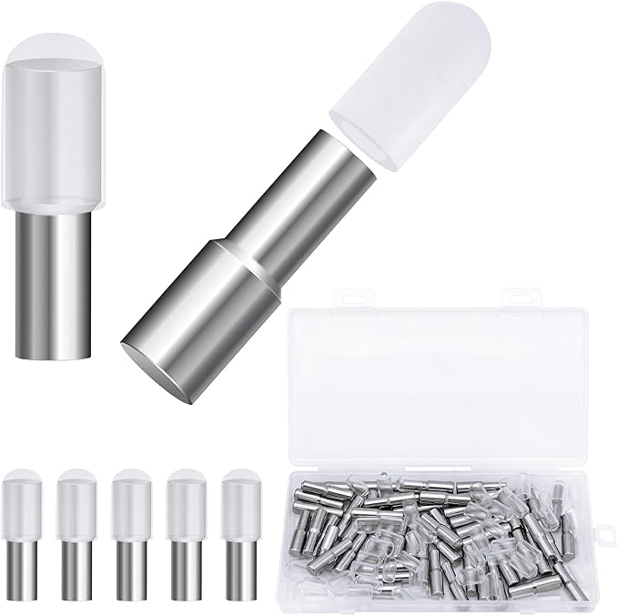 58 Pcs Shelf Pegs Pins, 5mm 1/4 Inch Dual Diameter Metal Shelf Support Pegs by Cerpourt