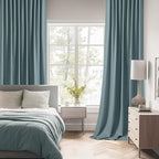 MIULEE Greyish Blue Back Tab Blackout Curtains 52x72 Inches Long 2 Panels | Rod - Image 2