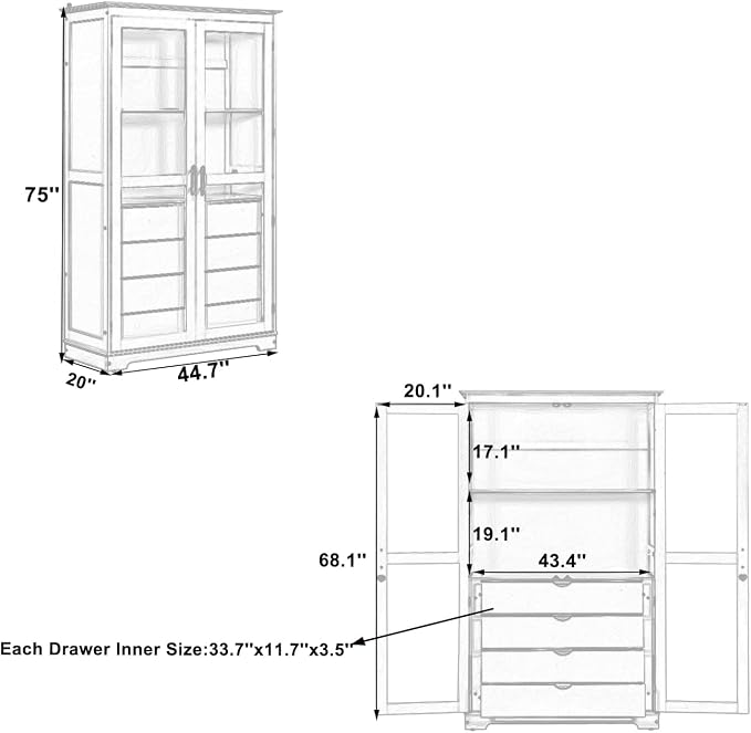VilroCaz 75'' Tall Kitchen Pantry, Wood Freestanding Kitchen Storage Cabinet - Image 2