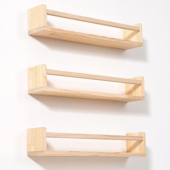 AZSKY Nursery Book Shelves 24 Inch Rustic Natural Wood Floating Shelves - Image 9